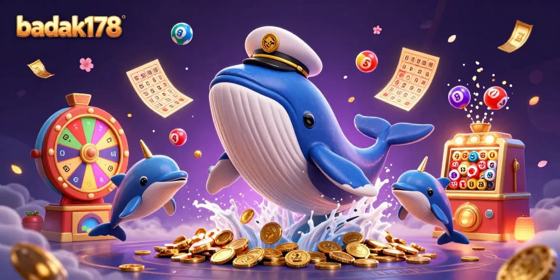 Experience the excitement of badak178 with a whimsical 3D casino scene filled with vibrant colors and enchanting elements.