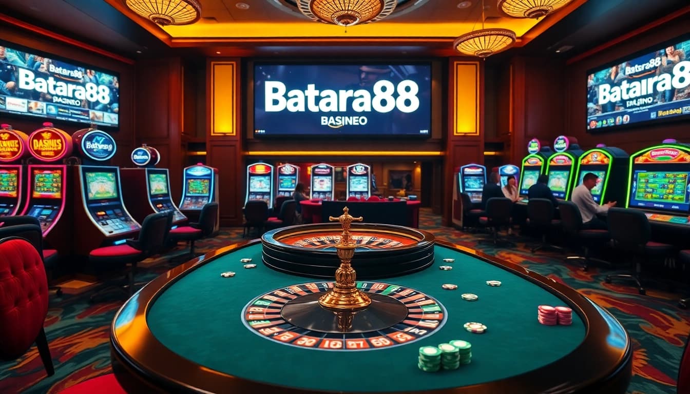 Experience the thrilling gameplay with Batara88 at vibrant casino tables featuring exciting slot machines.