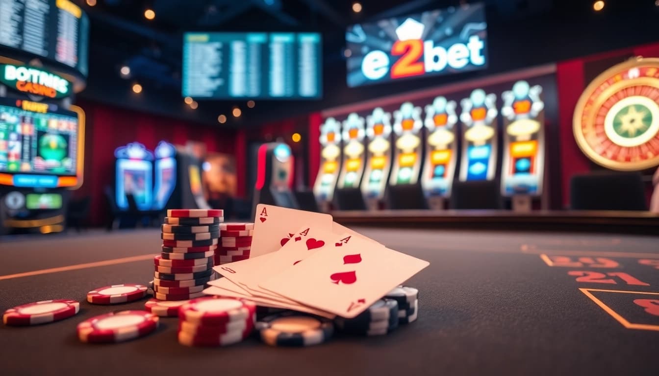 Experience thrilling gaming at E2bet with vibrant casino visuals and table action.