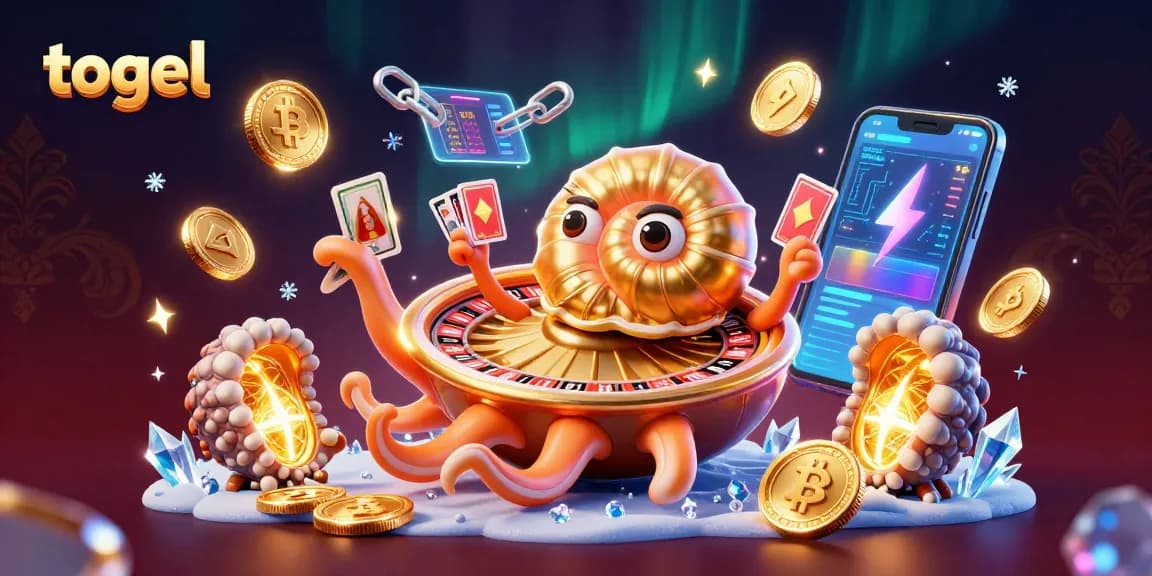 Play togel with a giant nautilus in a vibrant casino scene, showcasing rich elements and rewards.