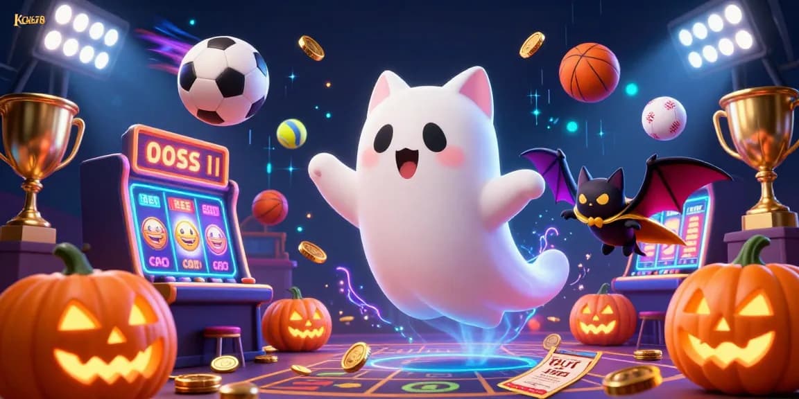KICAU678 thrills players with ghost cats and sports in a creative haunted casino scene.