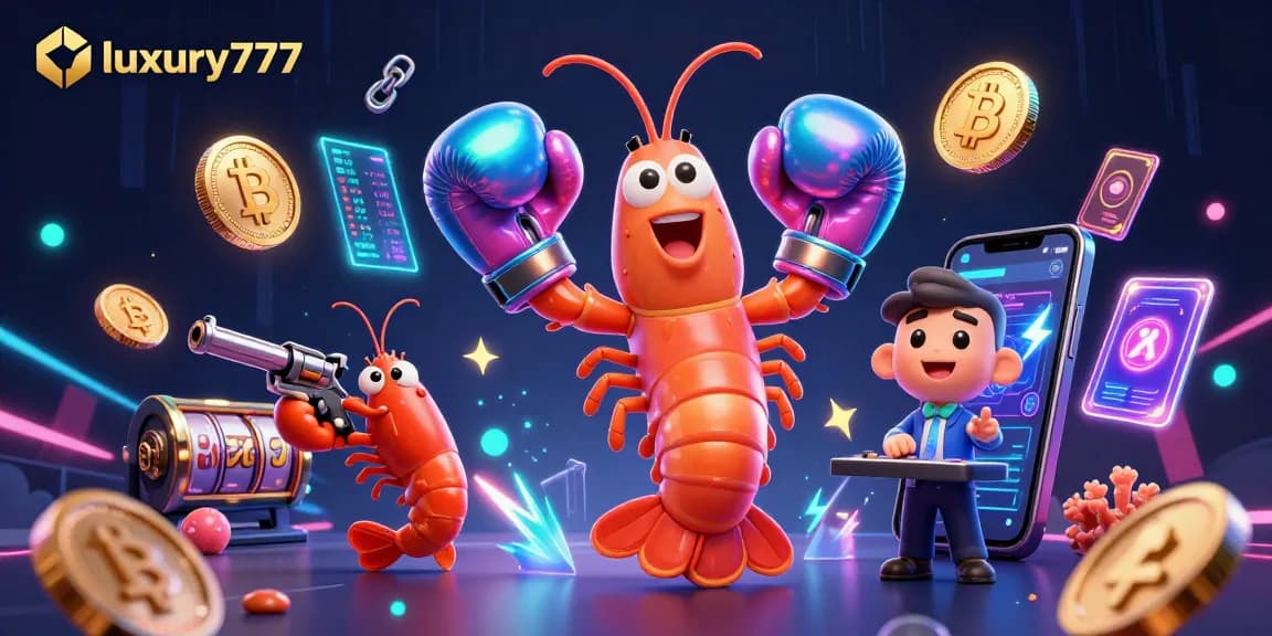 Experience exciting slot games with luxury777 in this vibrant 3D digital illustration featuring unique characters.