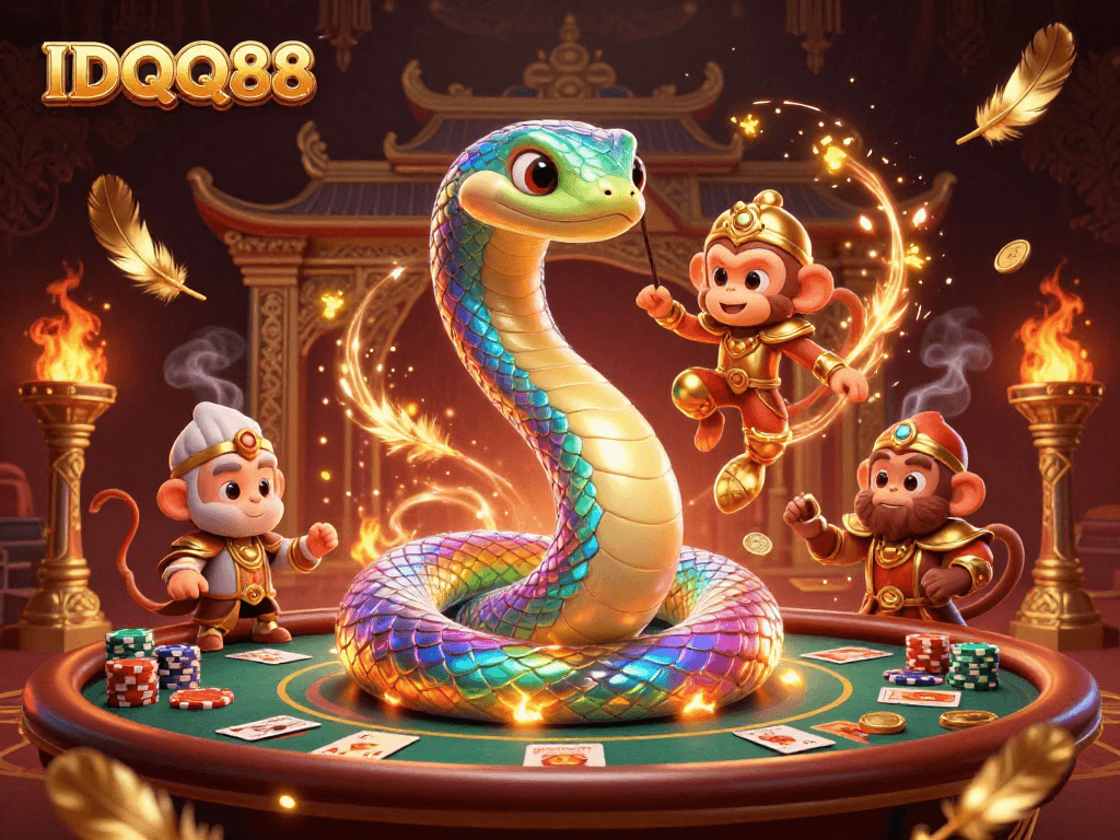 IDQQ88 takes center stage in a vibrant 3D casino scene filled with action and excitement.