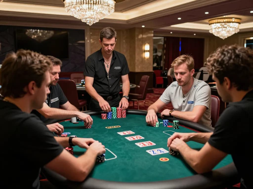 Players competing at a poker table showcasing the thrill of games at 23WIN casino.