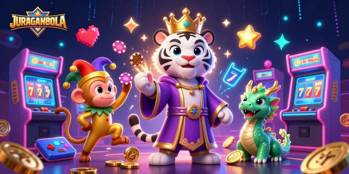 Engage in thrilling gameplay on JURAGANBOLA's premium slot platform with vibrant characters and immersive graphics.