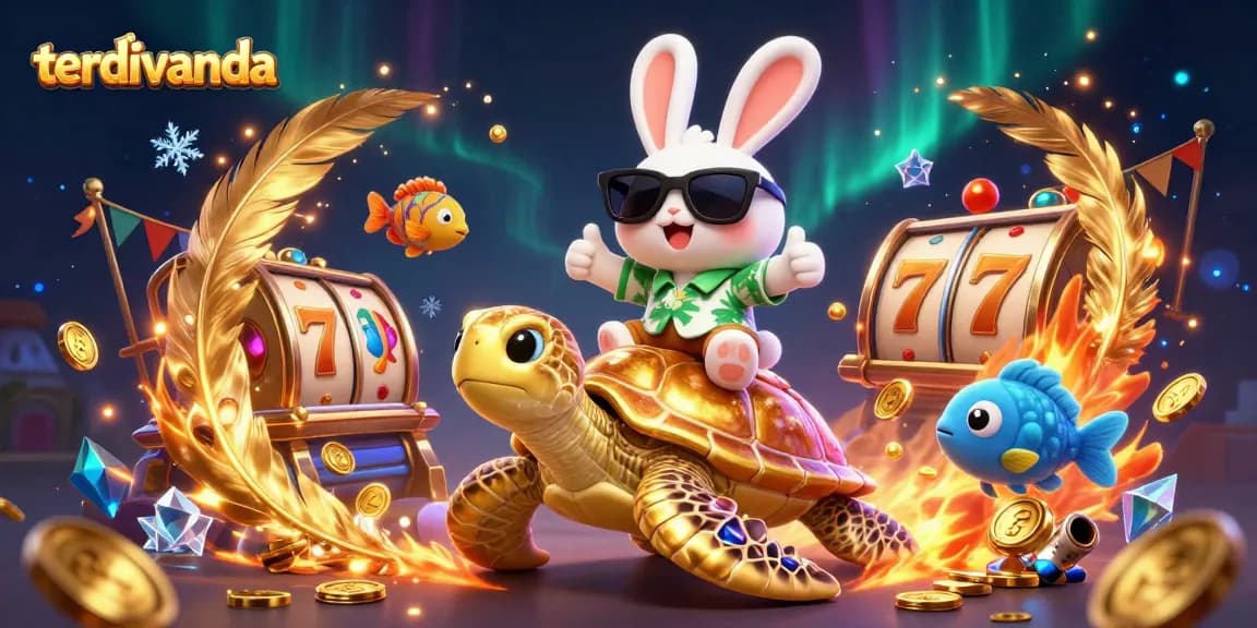 terdivanda features an adorable lucky rabbit and golden turtle amidst colorful slot elements and vibrant underwater effects