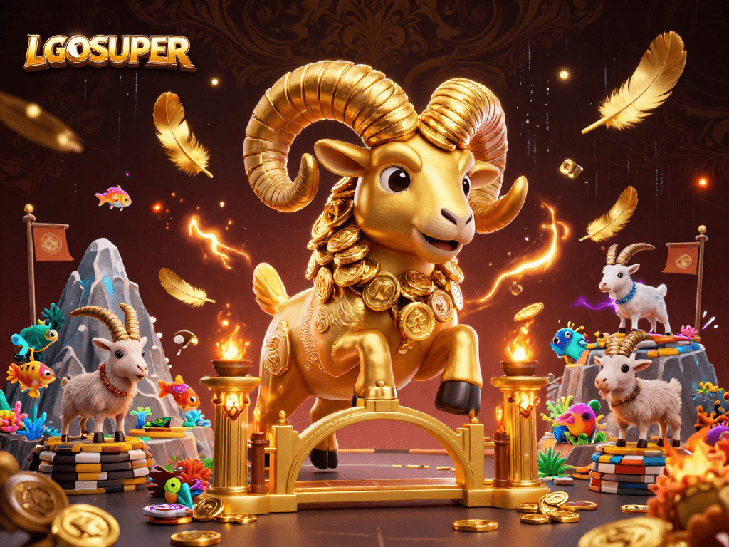 Experience thrilling fish shooting game action with LGOSUPER's vibrant gaming elements and golden rewards.