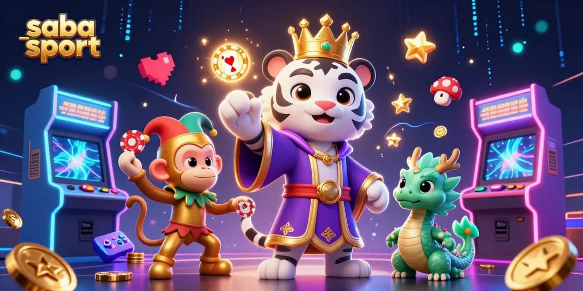 Saba Sport offers thrilling live betting opportunities with vibrant casino scenes and dynamic characters.