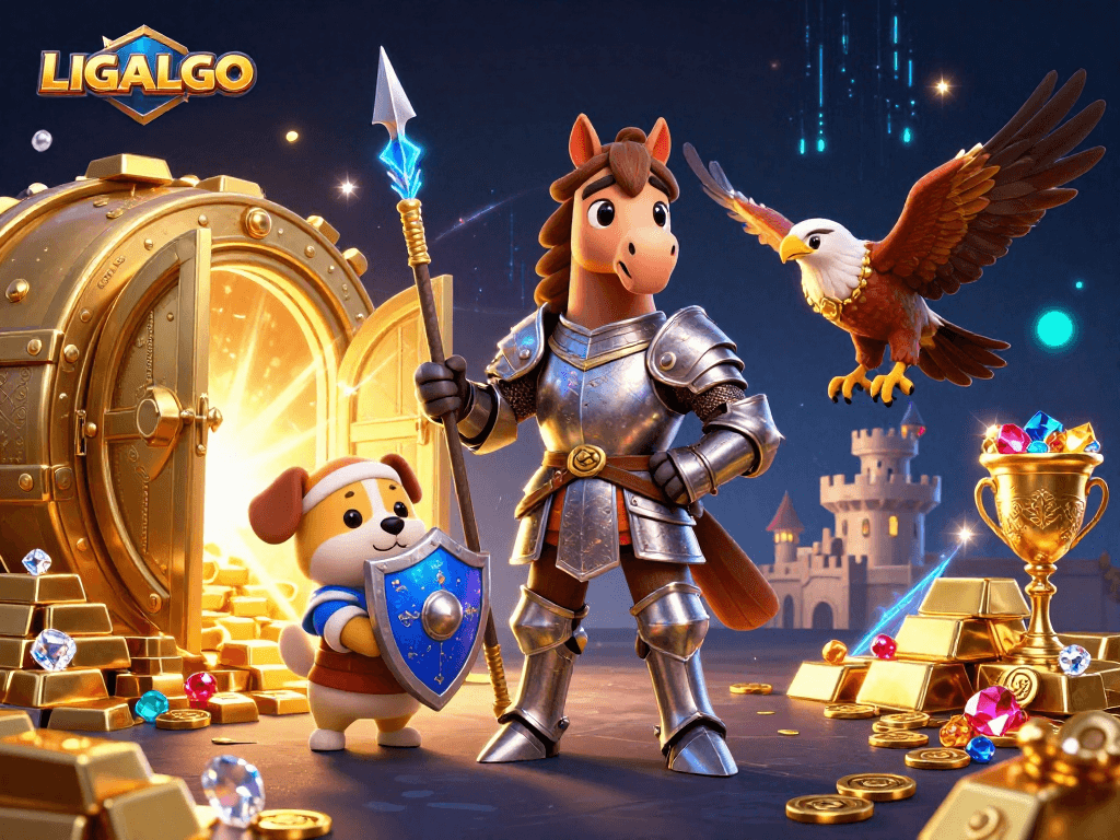 LIGALGO offers thrilling gaming experiences with a bustling casino atmosphere, vibrant gold treasures, and rich rewards.