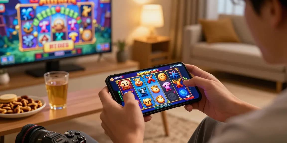 Exciting slot gameplay on mobile device showcasing vibrant graphics and joyful player experience.