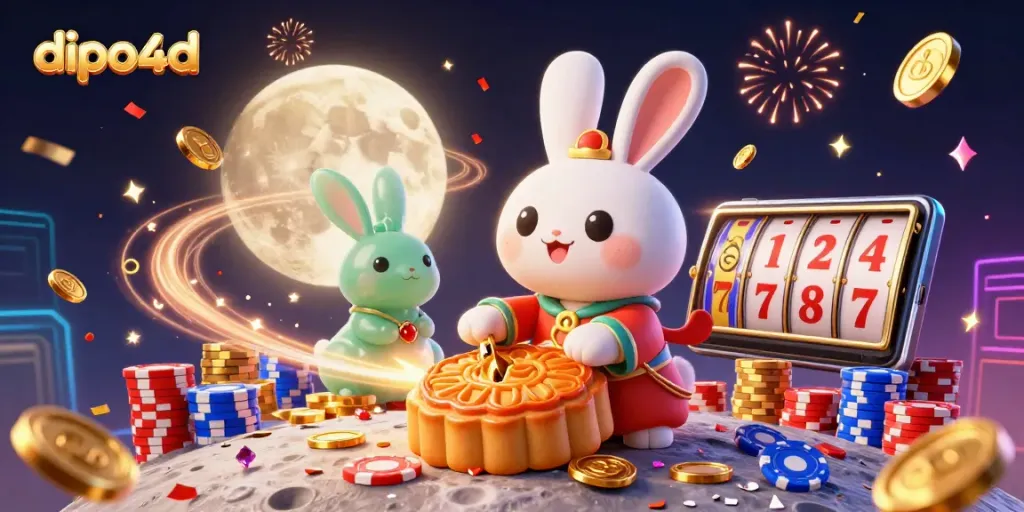 Engage with dipo4d's vibrant casino scene featuring lucky slot reels and dynamic characters.