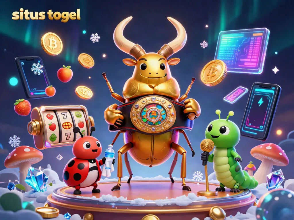 Witness the excitement of situs togel with a vibrant illustration featuring a golden stag beetle champion ready for action!