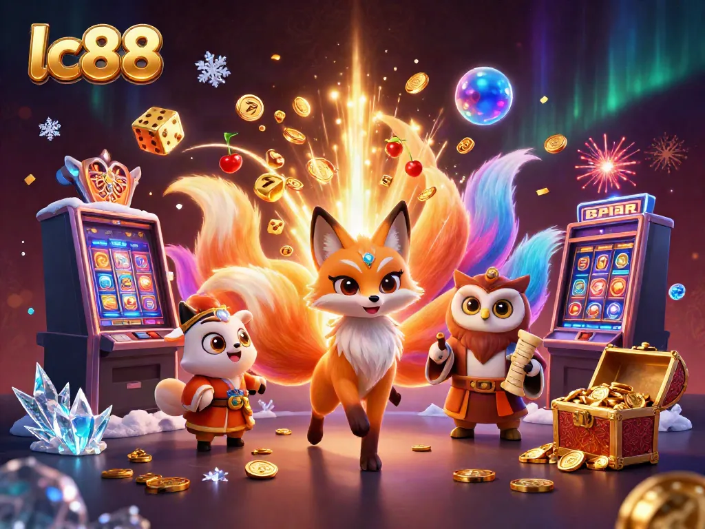Experience thrilling gameplay at LC88 with a magical fox spirit, jackpot slots, and colorful gameplay elements
