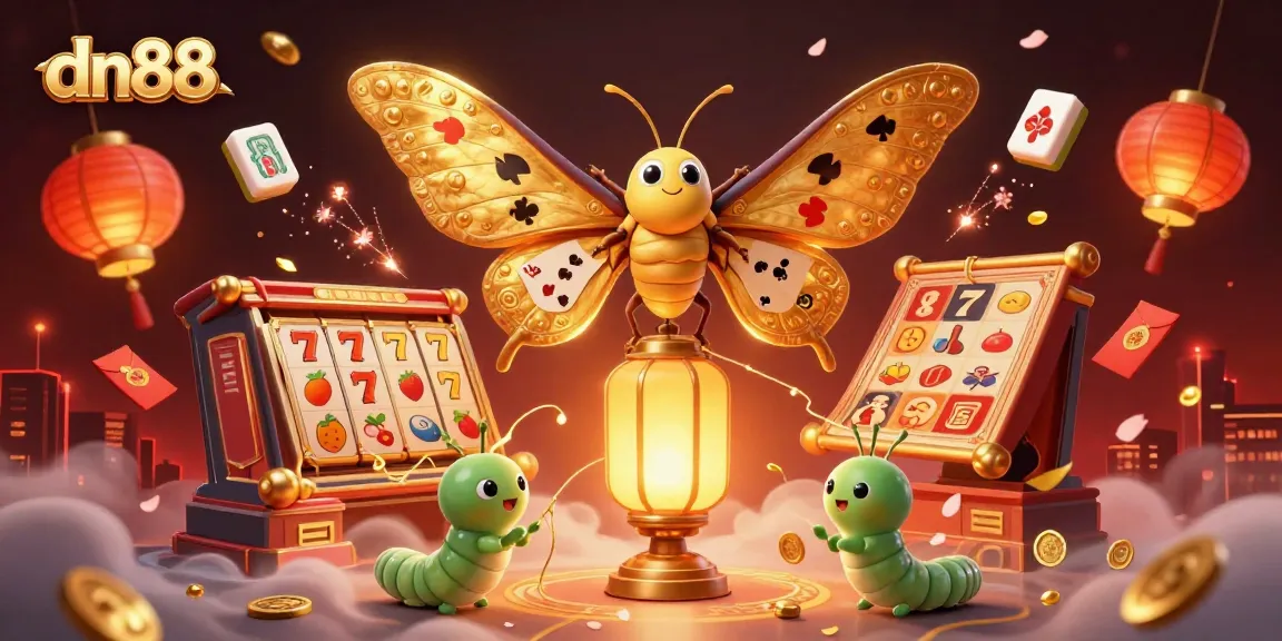 Experience thrilling gameplay with dn88's online casino, showcasing vibrant slot reels and captivating 3D elements.