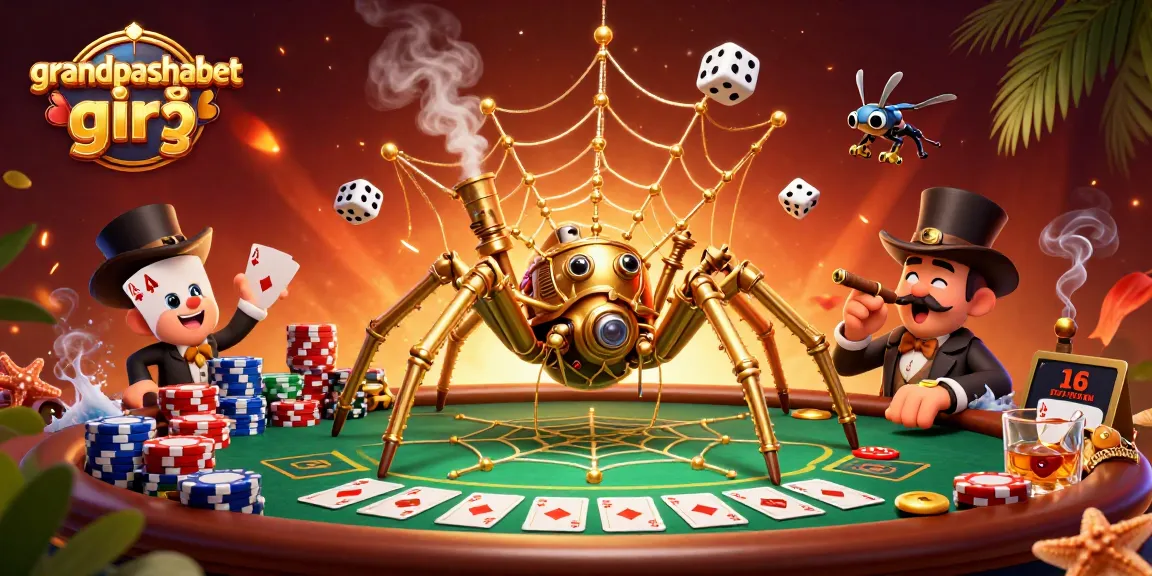 Engage with grandpashabet giriş as the golden spider intricately weaves a web of poker chips and luck.