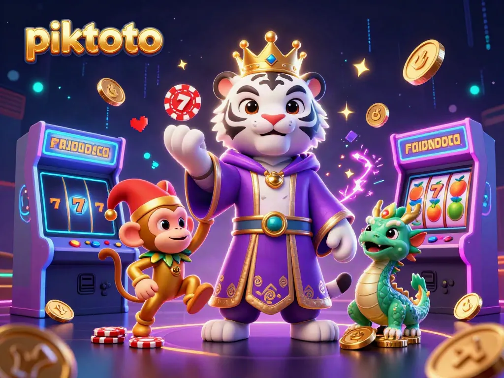 Experience thrilling jackpots at piktoto featuring dynamic 3D characters in a lively casino scene.