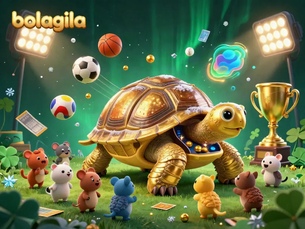 Engage with bolagila's thrilling gambling atmosphere as excited animals play on a golden tortoise pinball machine.