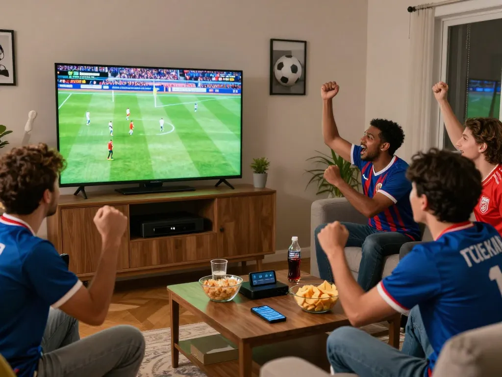 luongsontv fans enjoying high-definition live football streaming during a major match