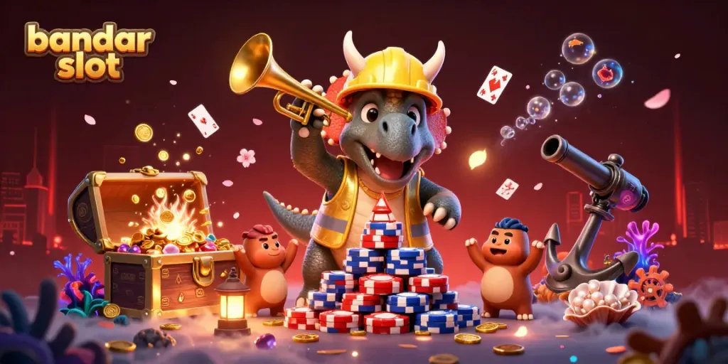 Menangkan pengalaman bandar slot dengan ilustrasi 3D yang menarik, triceratops dan parasaurolophus bersenang-senang.