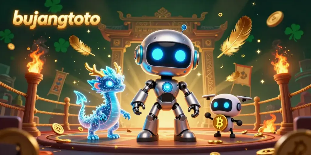 Engage with the vibrant bujangtoto casino scene featuring cyberpunk characters and dynamic gaming elements.