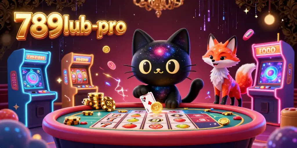 Immerse in the cosmic casino scene with 789lub-pro's black hole cat captivating golden chips, bringing a unique gambling experience.