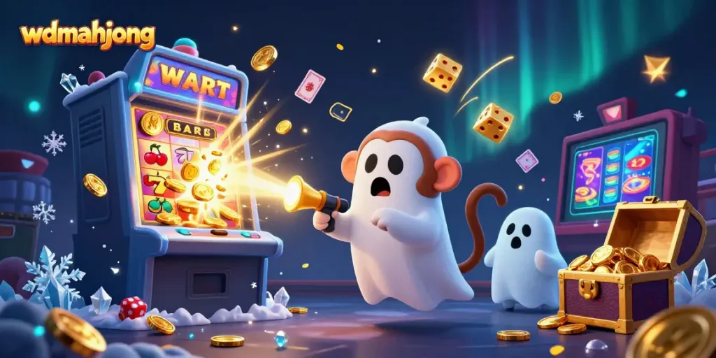 Experience thrilling action with wdmahjong featuring a playful ghost and curious puppy in a haunted casino.