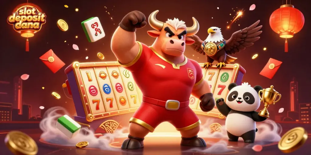 Menangkan permainan slot deposit dana dengan gaya, dikelilingi elemen keberuntungan dan festival.