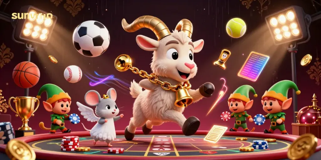 Engage in thrilling gameplay with sunwin's festive casino, featuring whimsical characters and dynamic sports elements.