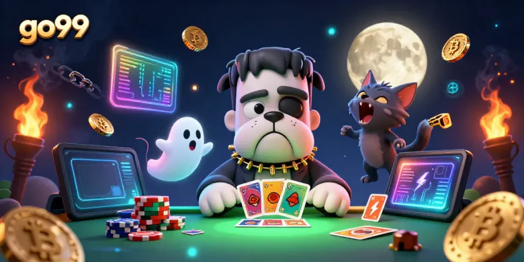 Experience thrilling gameplay at go99 with colorful casino characters and crypto elements.