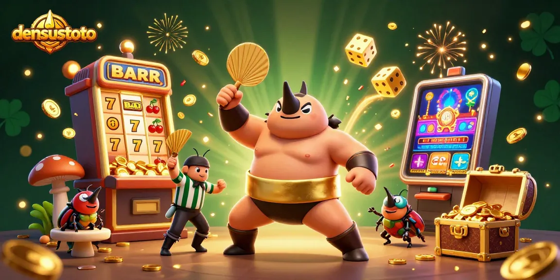 Densustoto menampilkan kejuaraan sumo kumbang badak dengan slot mesin yang memancarkan koin emas