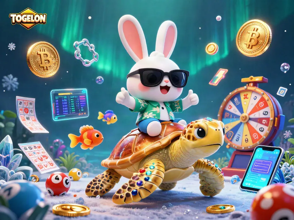 Engage with TOGELON's exciting lottery experience featuring a lucky rabbit and golden turtle.