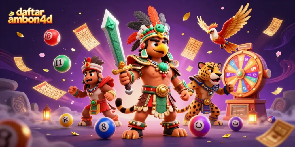 Join the excitement of daftar ambon4d with engaging lottery and gaming elements in a vibrant 3D scene.