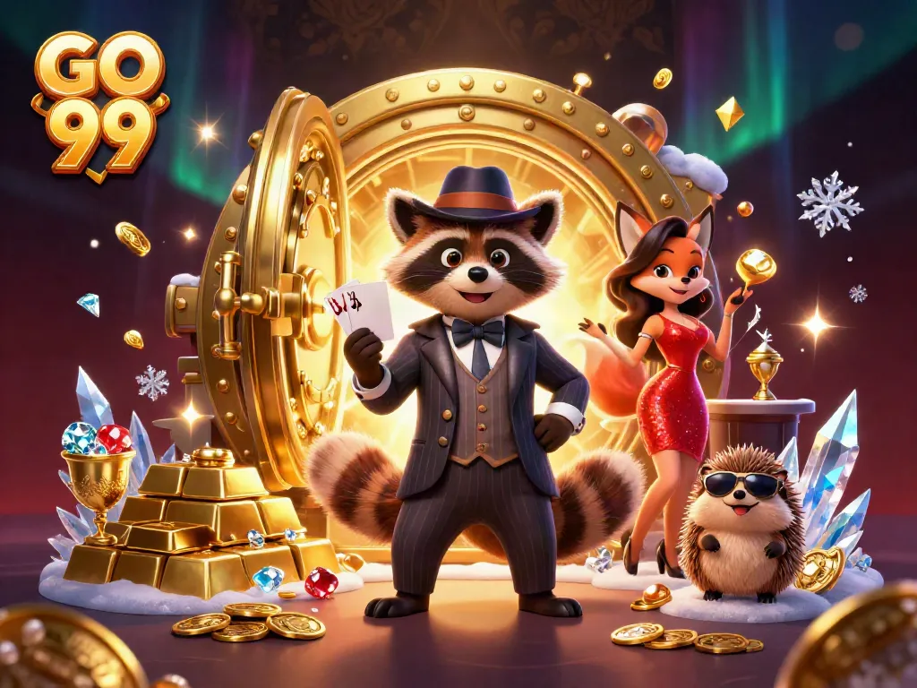Experience the thrill of GO 99 casino games with vibrant characters and exciting treasures.