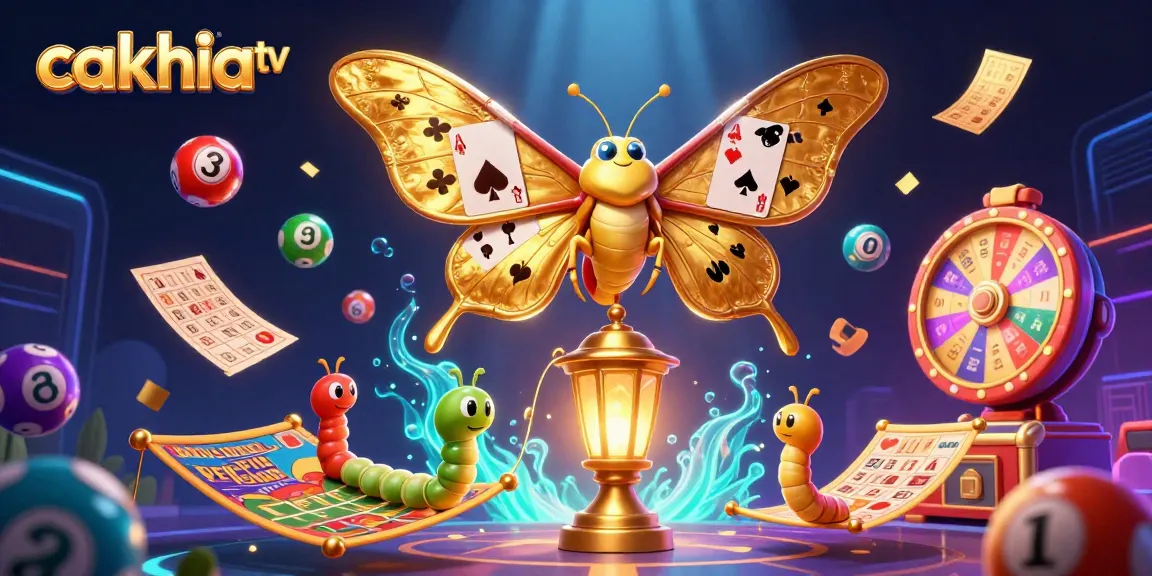Experience the excitement on Cakhia TV with vibrant casino graphics and animated lottery elements.