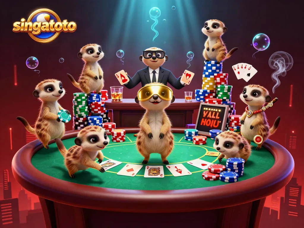 singatoto meerkats run an engaging casino, showcasing vibrant poker gameplay