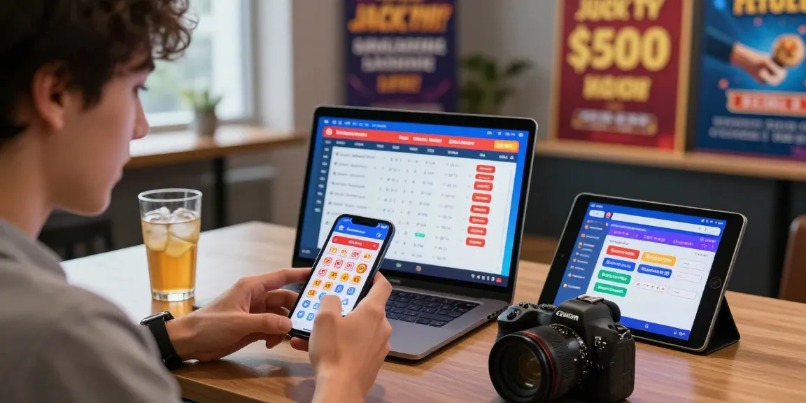 Engaging in tempototo daftar while playing lottery games online, surrounded by digital devices and an inviting atmosphere.