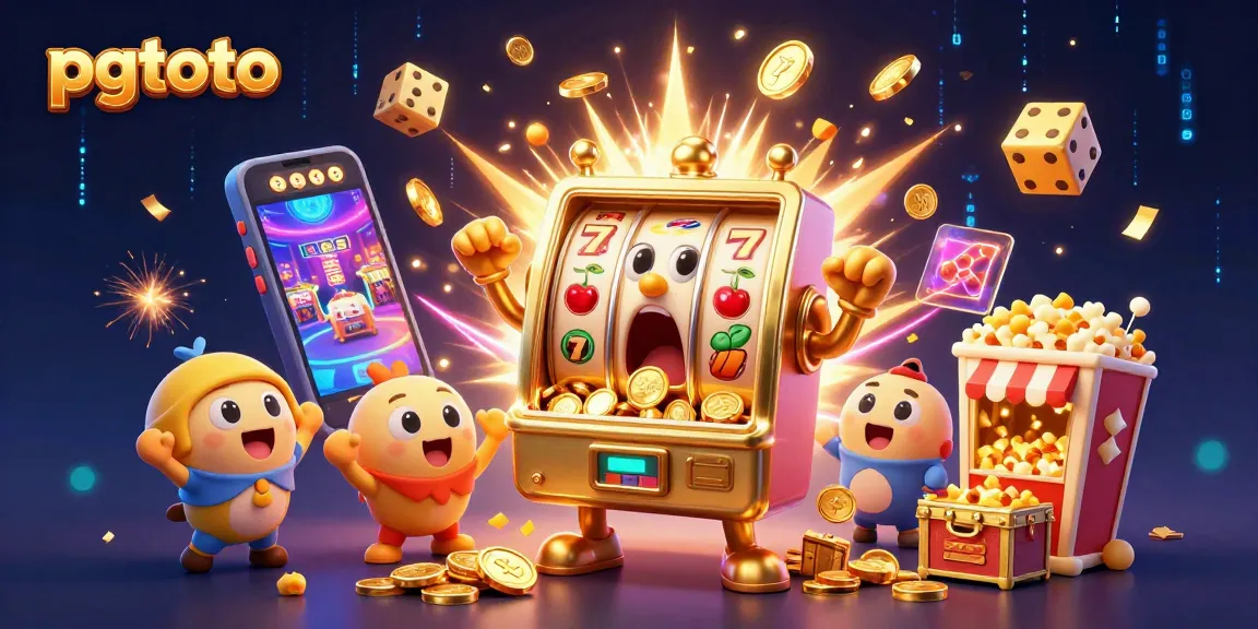 Slot gacor pgtoto memancarkan koin emas dengan slot mesin dan simbol keberuntungan lainnya.