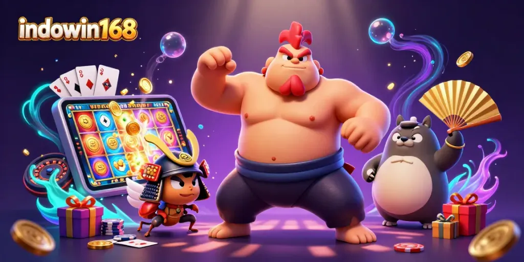 Experience thrilling wins with indowin168 as vibrant casino game characters engage in exciting gameplay.