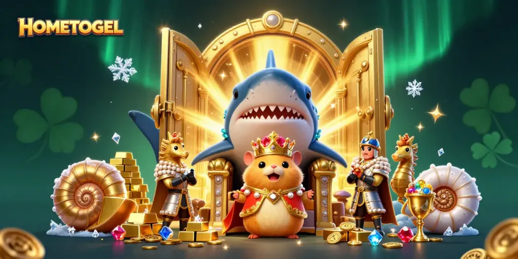 Experience the thrill of HOMETOGEL with a golden hamster king and treasure-filled scene.