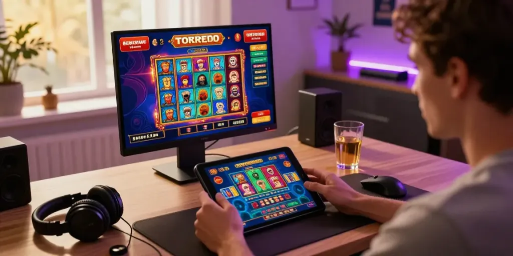 Engaging in Seributoto online gambling with virtual dealers in a modern gaming setup.