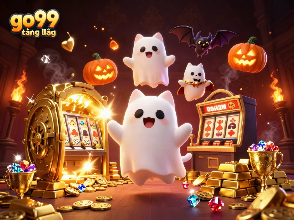 Experience go99 đăng nhập with festive characters in a vibrant 3D casino scene.