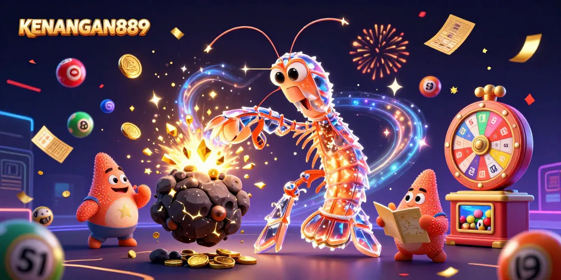 Engage with KENANGAN889's vibrant casino experience featuring dynamic lottery elements and striking 3D artwork.