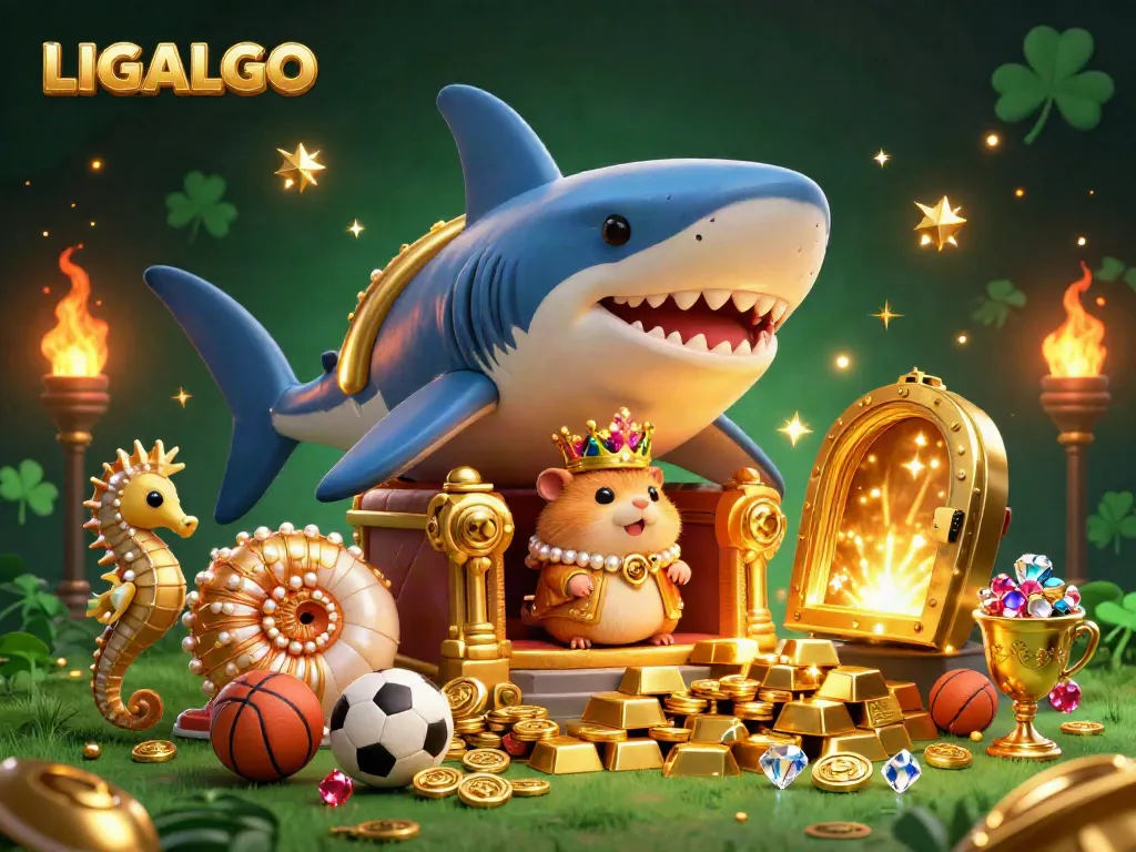 LIGALGO sports betting scene with a hamster king and treasure, showcasing odds and excitement.