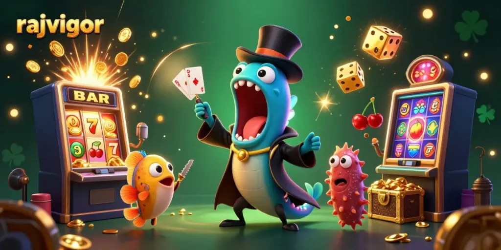 Experience winning opportunities with rajavigor, featuring vibrant casino elements and captivating characters.