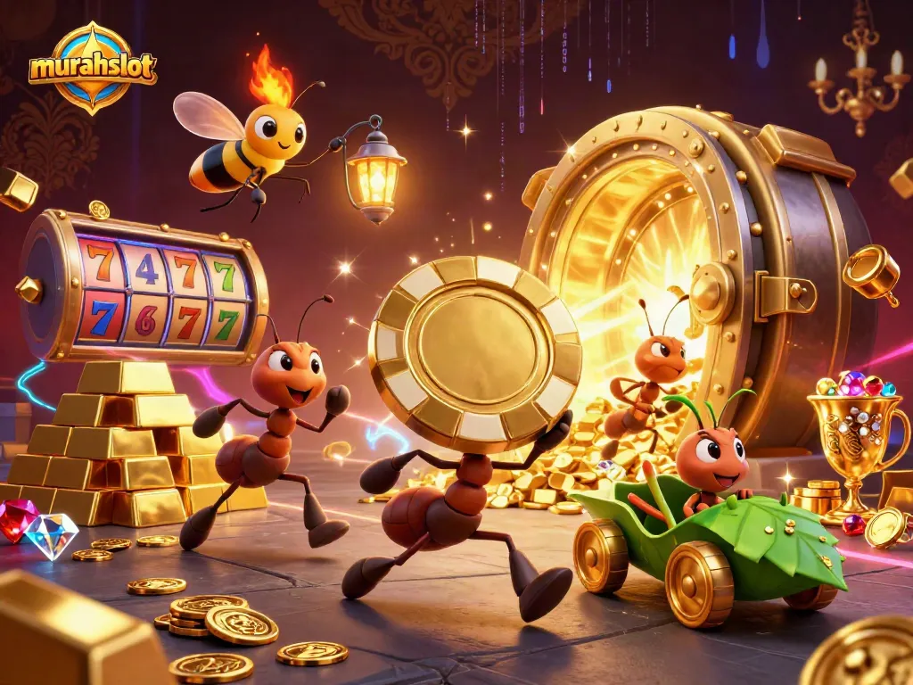 Catch the excitement of murahslot as playful ants steal giant poker chips through treasure-filled tunnels.