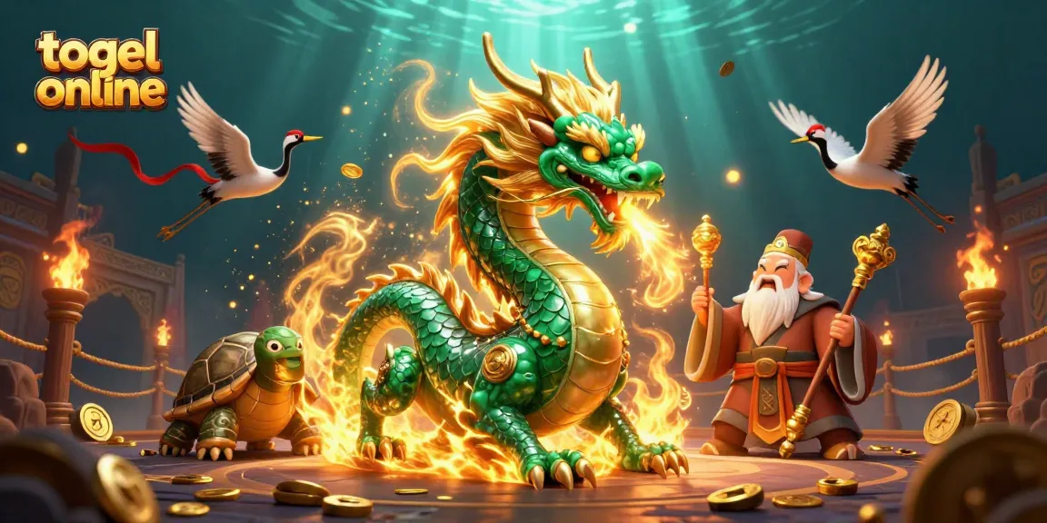 Bet big on togel online with the majestic emerald dragon and lucky cranes bringing good fortune in the dynamic scene.