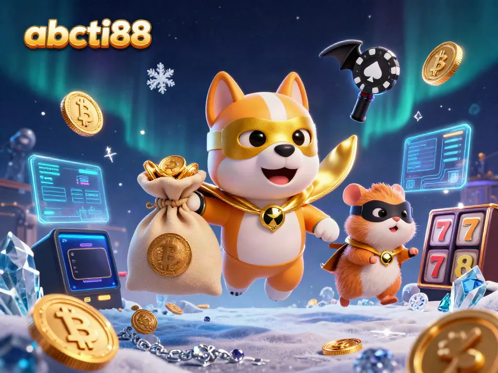 Experience the excitement of abcti88 with a heroic dog and hamster in a dynamic casino scene filled with gold coins.