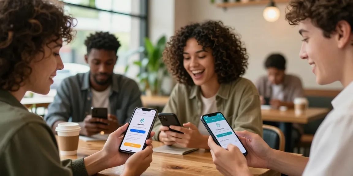 Engaging scene of friends top up mango live diamonds in a café, showcasing the user-friendly process.