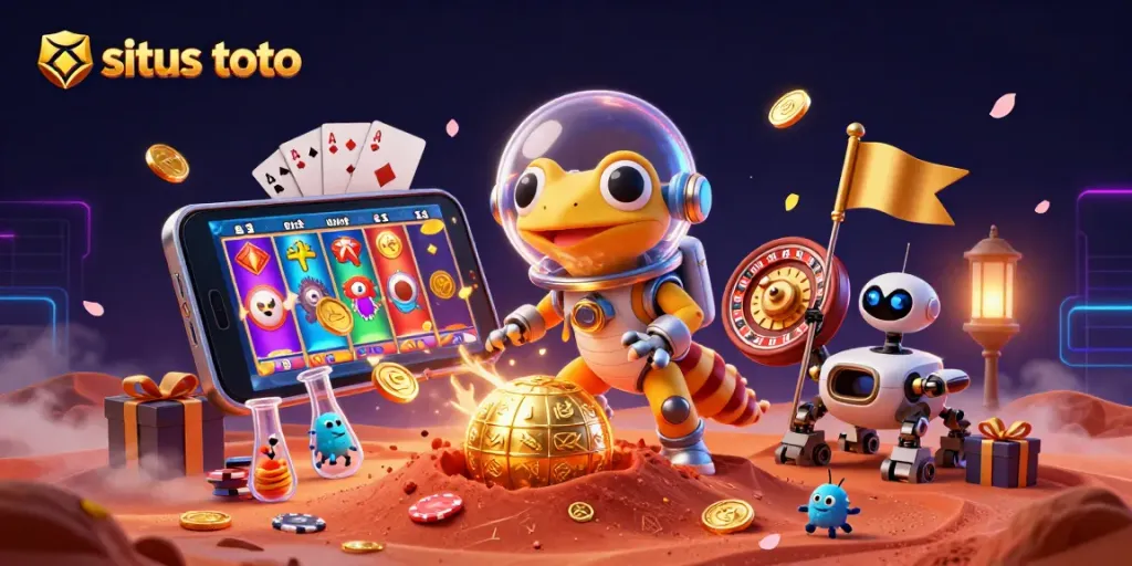 situs toto mengungkap kasino dari Mars dengan simbol permainan dan cahaya terang