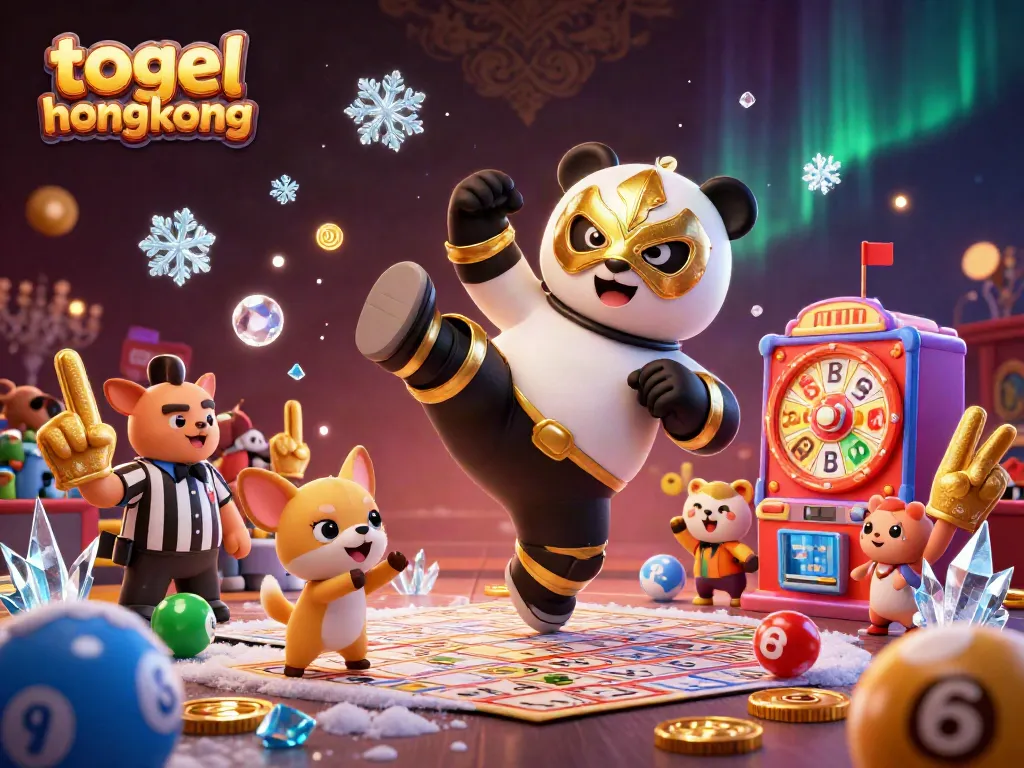 Gambaran Togel Hongkong dengan panda pegulat, chihuahua wasit, dan penggemar binatang.